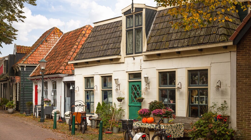 A small street with old small picturesque houses in the center of Den Burg on the Wadden Island of Texel.