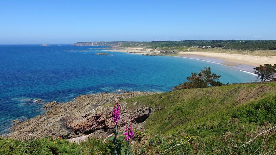 GR 34 le sentier des douaniers en Bretagne en France : de Fréhel à Plurien (Cap Fréhel, Sables d'Or les Pins, baie de la Fresnaye)