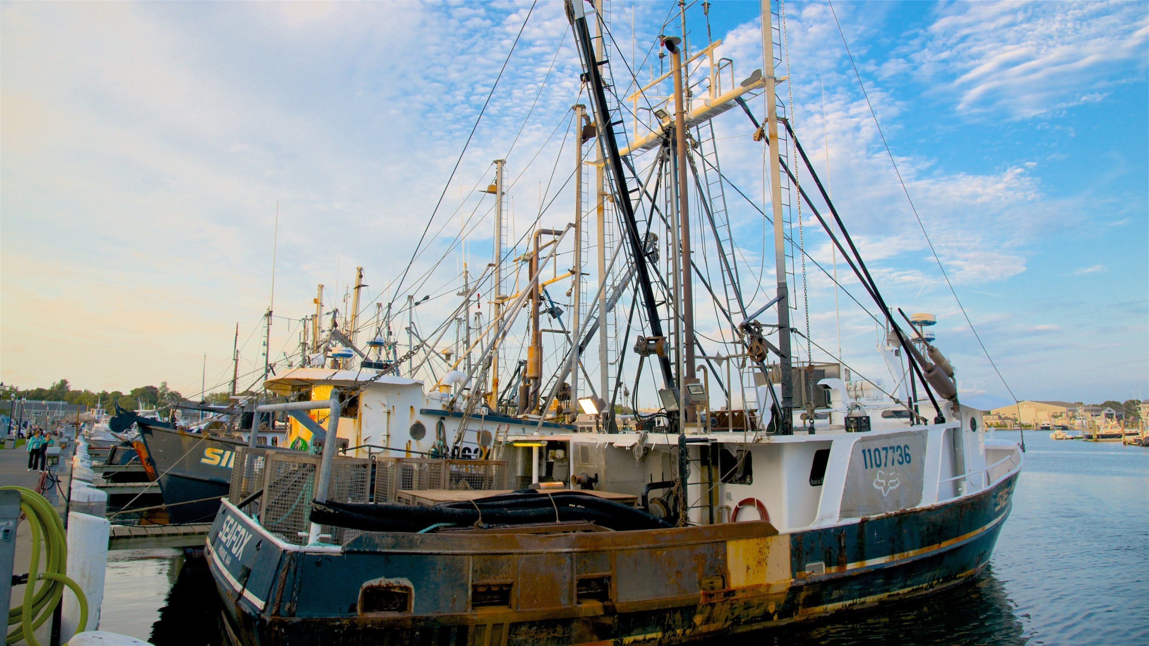 Hyannis Harbor das einen Sonnenuntergang und Bucht oder Hafen
