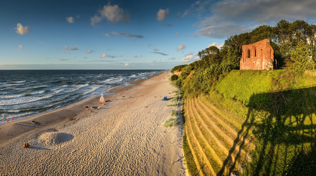Church ruins at the cliff, Baltic Sea, Trzesacz, Poland