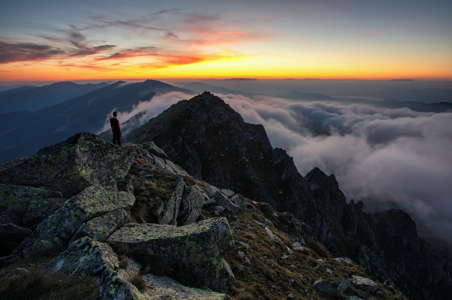 Enjoying sunset on Dumbier in Low Tatras. After a few hours hike we were rewarded by this amazing sunset with an inversion in the valley.
#Adventure #hike #outdoor #travel #slovakia #lowtatras #landscape