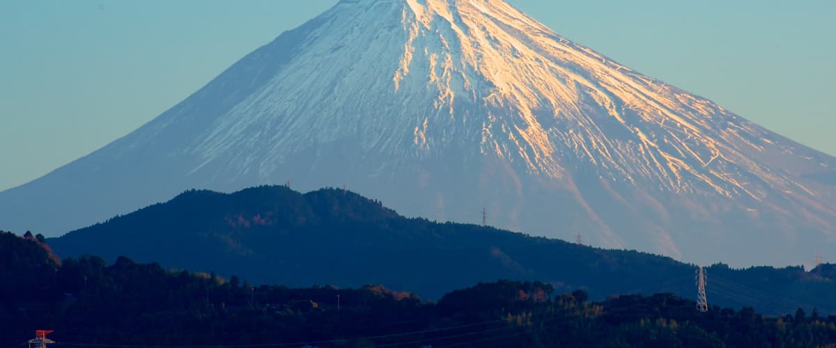 A snow-capped mountain with a clear sky.