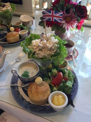 So worth the visit! This is a proper British tea room. The British sampler (pictured) is $17.95. Loved it.