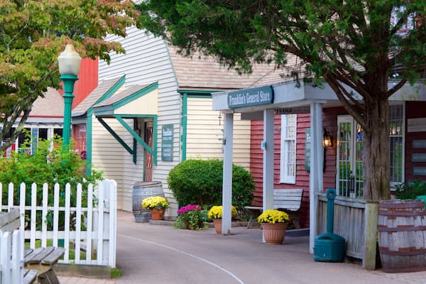 Olde Mistick Village som inkluderar en liten stad eller by