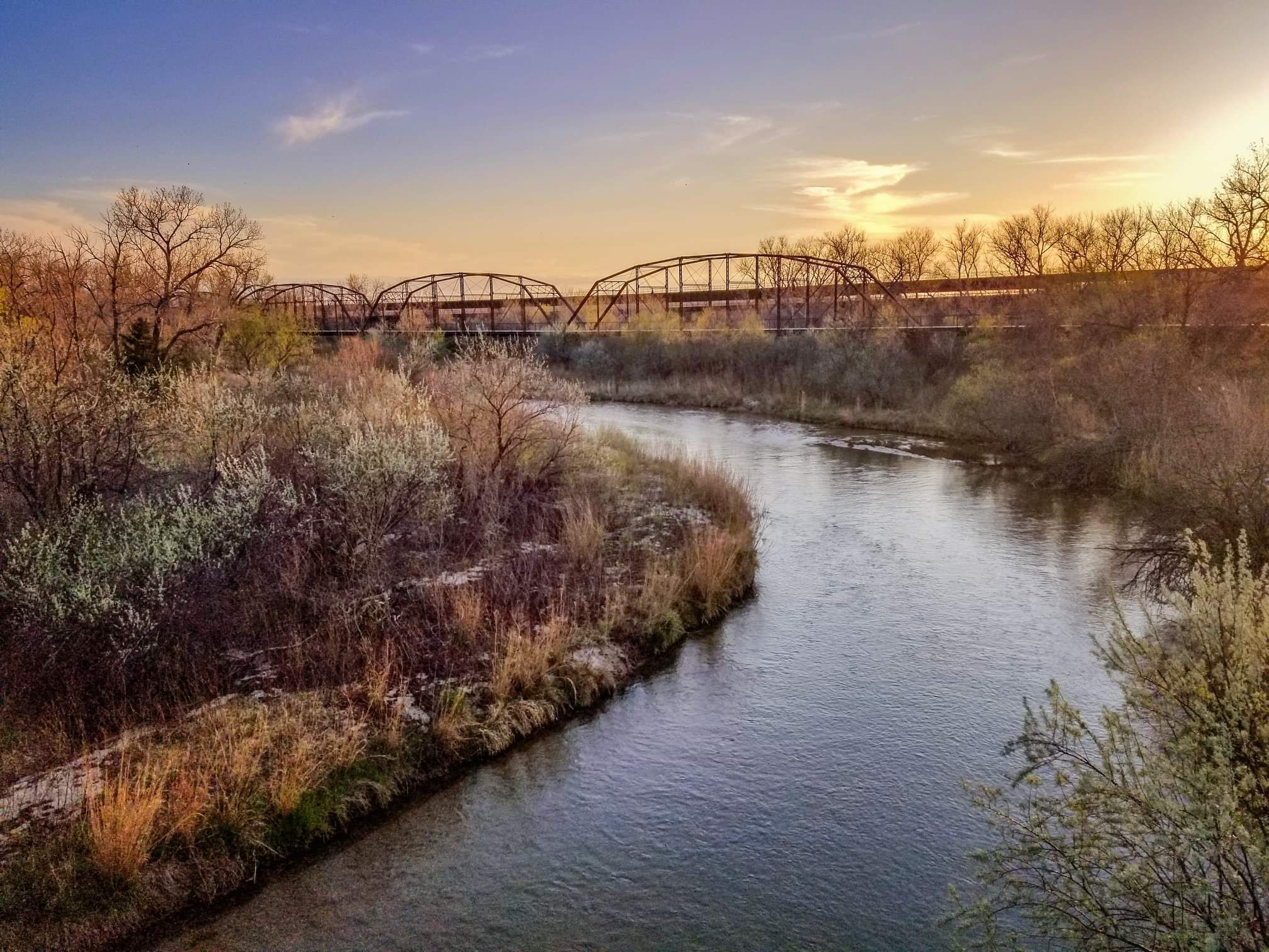 Winter sunset on the Canadian River
