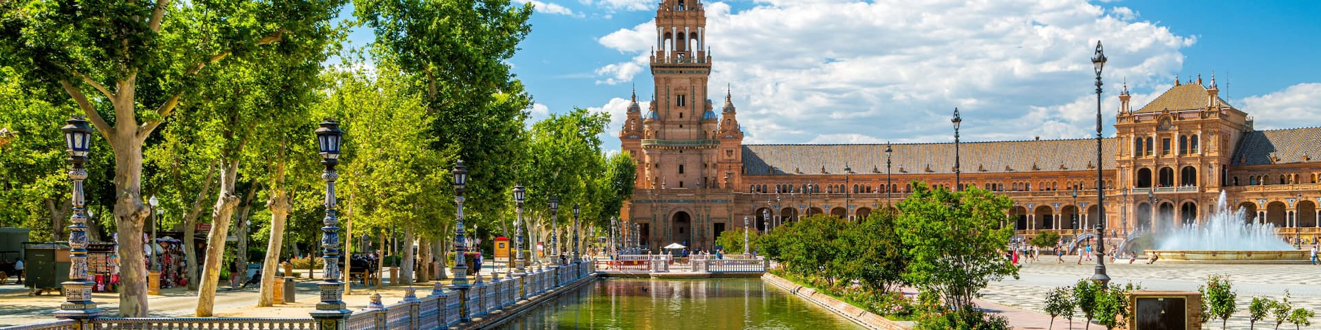 The beautiful Plaza de Espana in Seville on a sunny summer day. Andalusia, Spain.