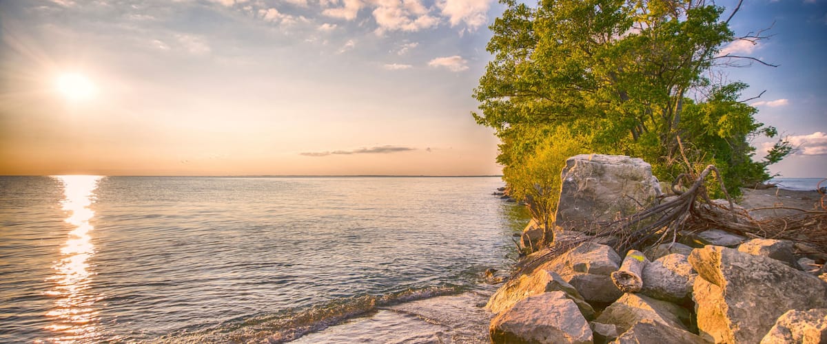 Point Pelee National Park beach at sunset