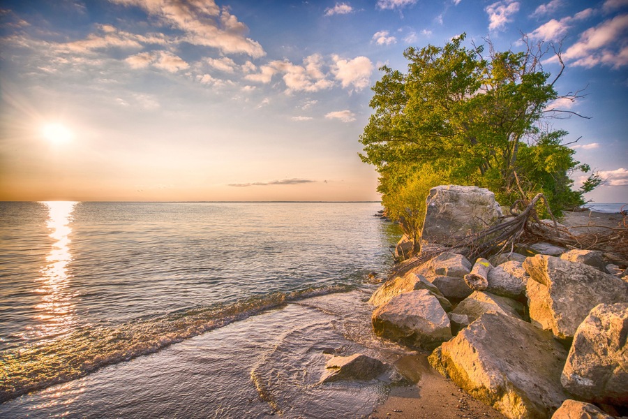 Point Pelee National Park beach at sunset