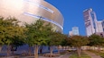 NASCAR Hall of Fame featuring a city, a garden and night scenes