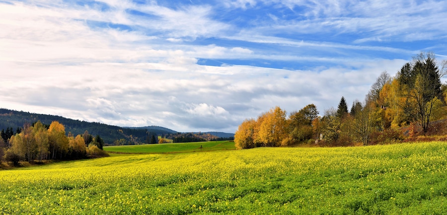 Herbstlandschaft im Frankenwald bei Naila, Bayern, Deutschland