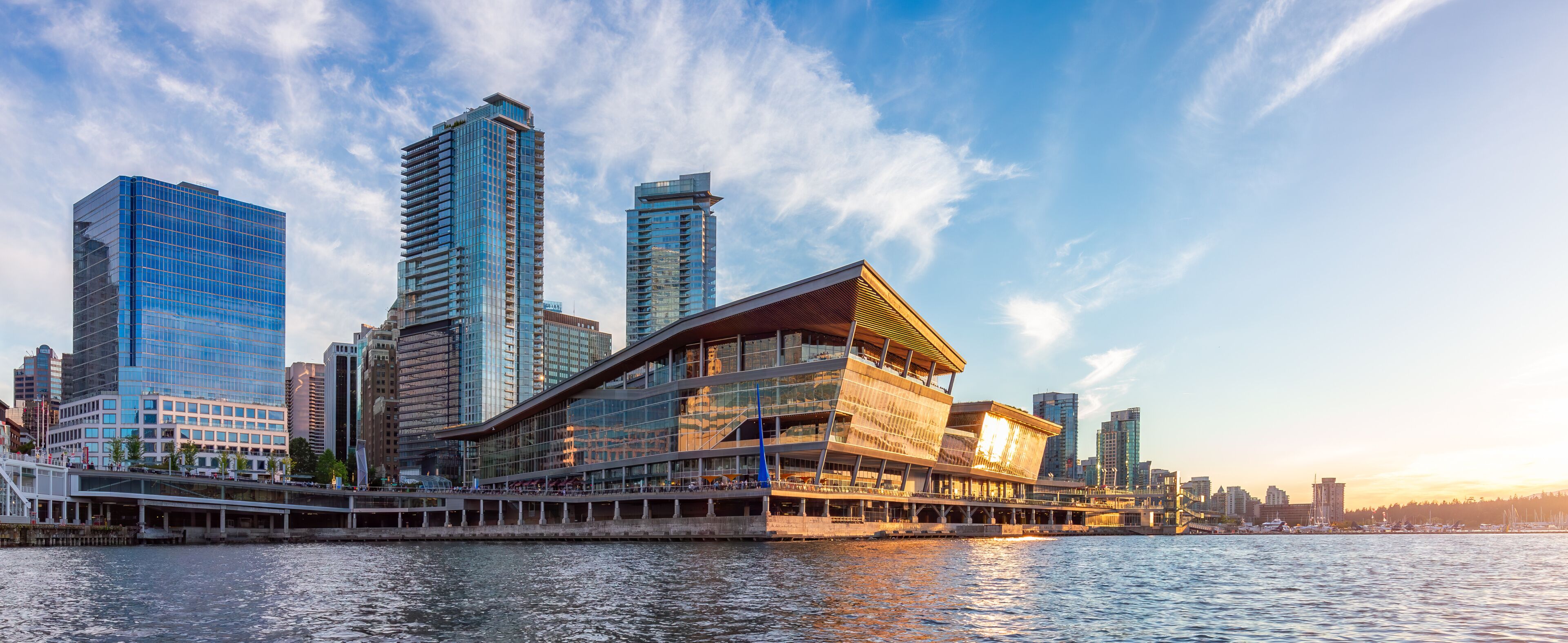 Canada Place and Downtown City Buildings in Coal Harbour, Vancouver, BC, Canada