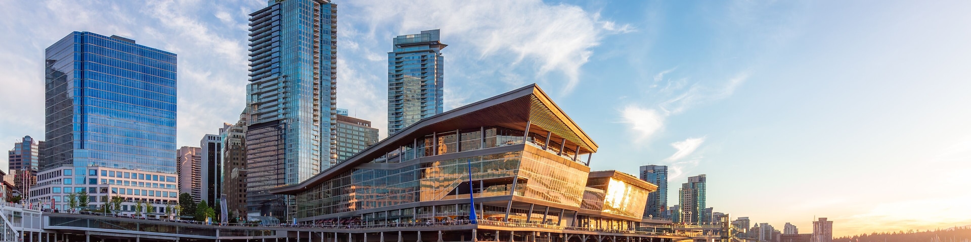 Canada Place and Downtown City Buildings in Coal Harbour, Vancouver, BC, Canada
