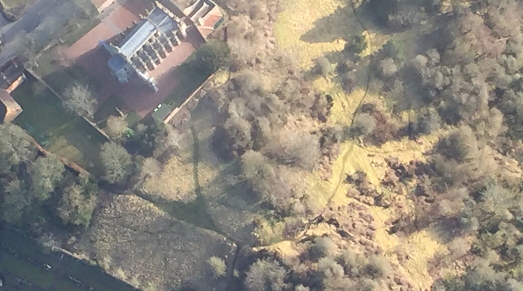 Rosslyn Chapel, hot air balloon view.