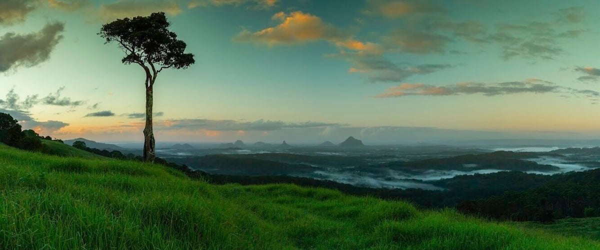 What an amazing place to watch the sun rise or set. You have the Glass House mountains in the back ground. There is limited access to the property but you can see everything from the road and the entire drive there is breathtaking