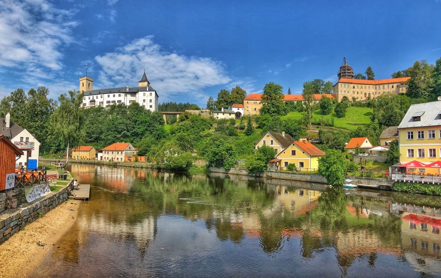A very attractive place with Hrad Rozmberk on the hill, one of the oldest castles in the area