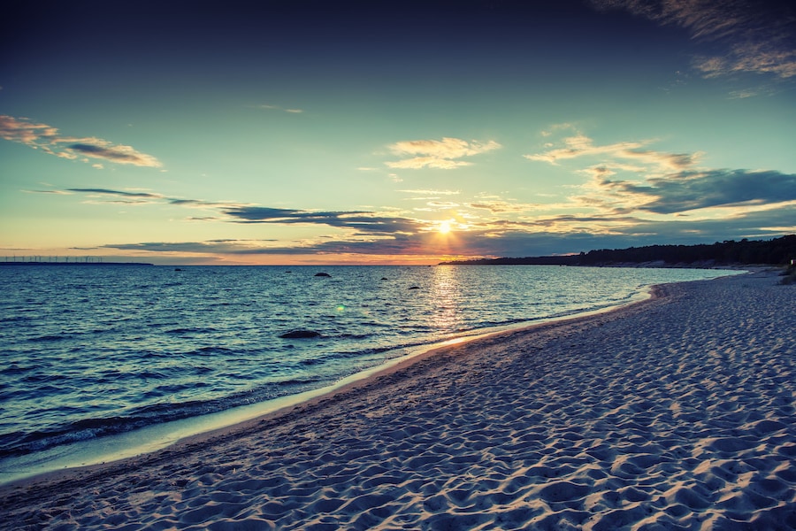 Beautiful sunset at the sea, the Baltic Sea