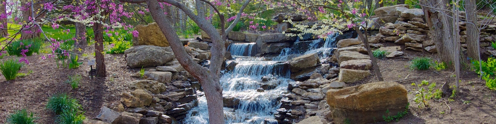 歐文蘭德公園植物園 呈现出 河流或小溪, 花園 和 小瀑布