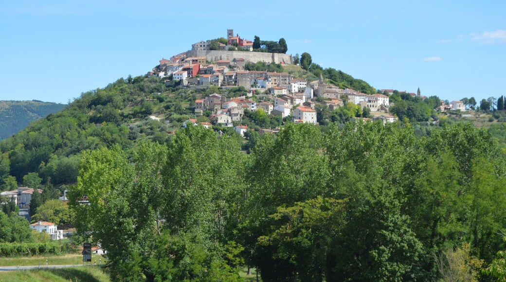 Very quite pedestrian village, which is accessible only by shuttle bus, just leave your car parked in the underneath car park, and explore this small hilly village on foot. Stumbled upon this village whilst driving towards Rovinj in Croatia.