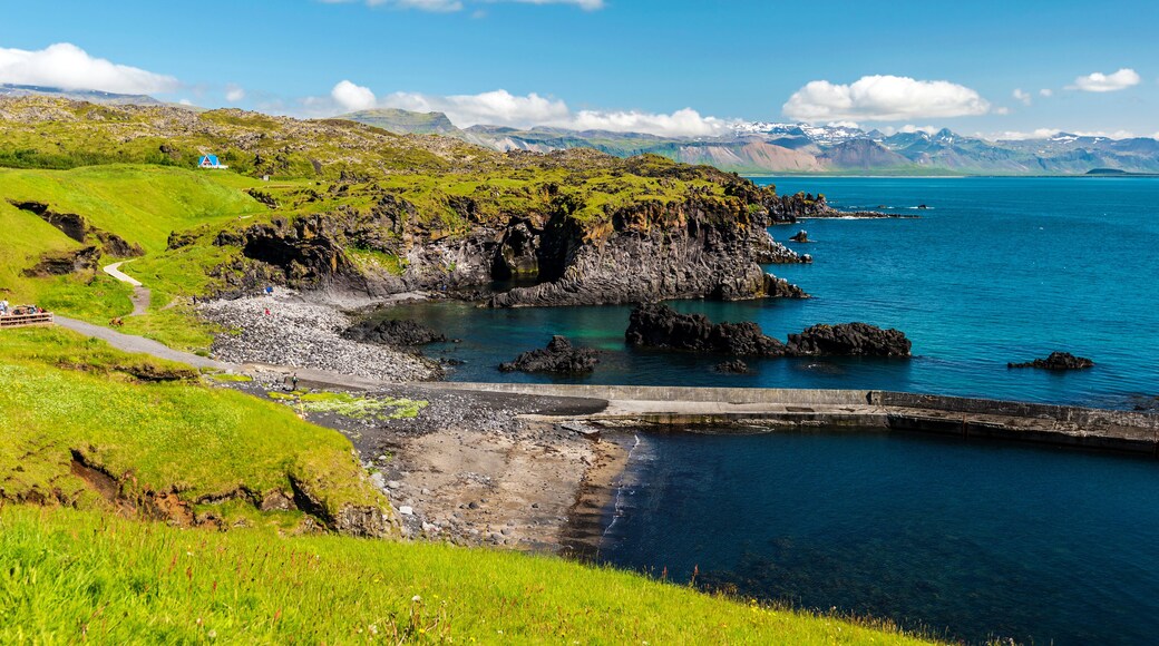 Hellnar and Valasnos cliffs on Snaefellsnes peninsula in Western Iceland.