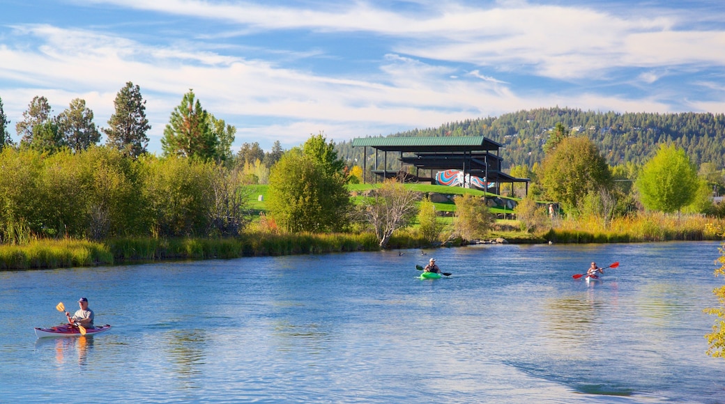 Old Mill District which includes kayaking or canoeing and a river or creek