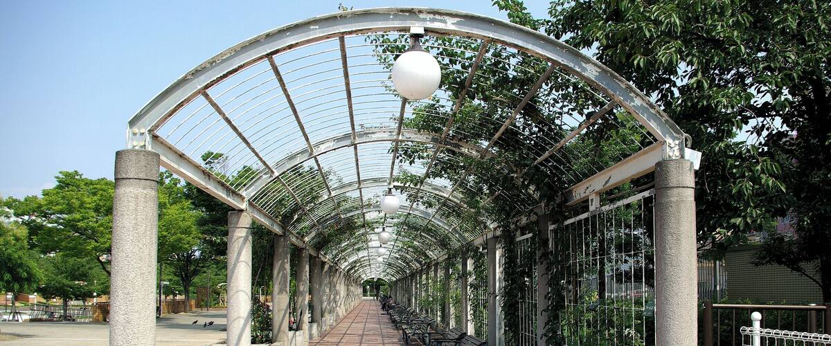 One-point perspective. Tennoji Park, Osaka, Japan.