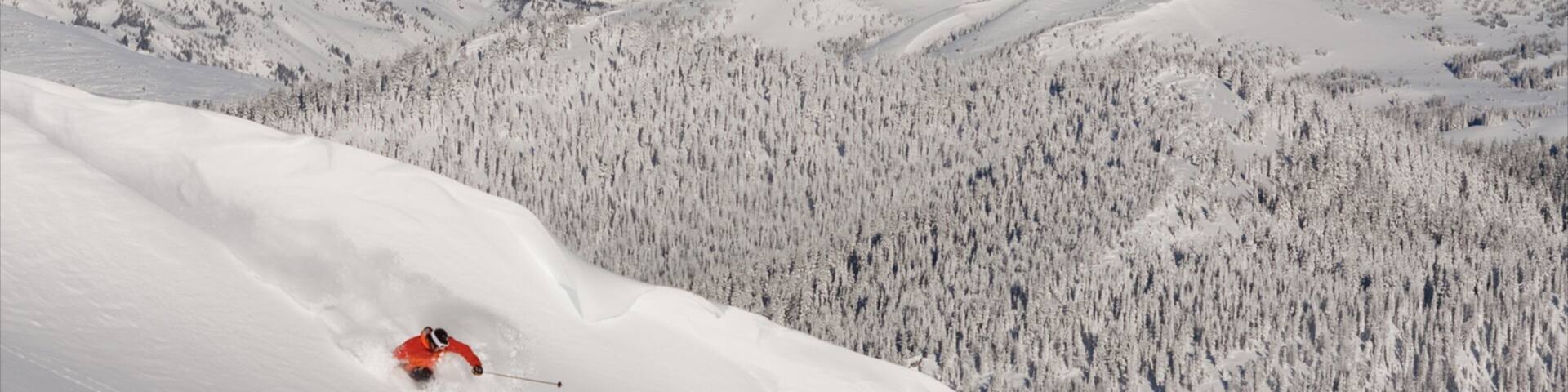 Mt. Bachelor Ski Resort featuring mountains, snow and snow skiing