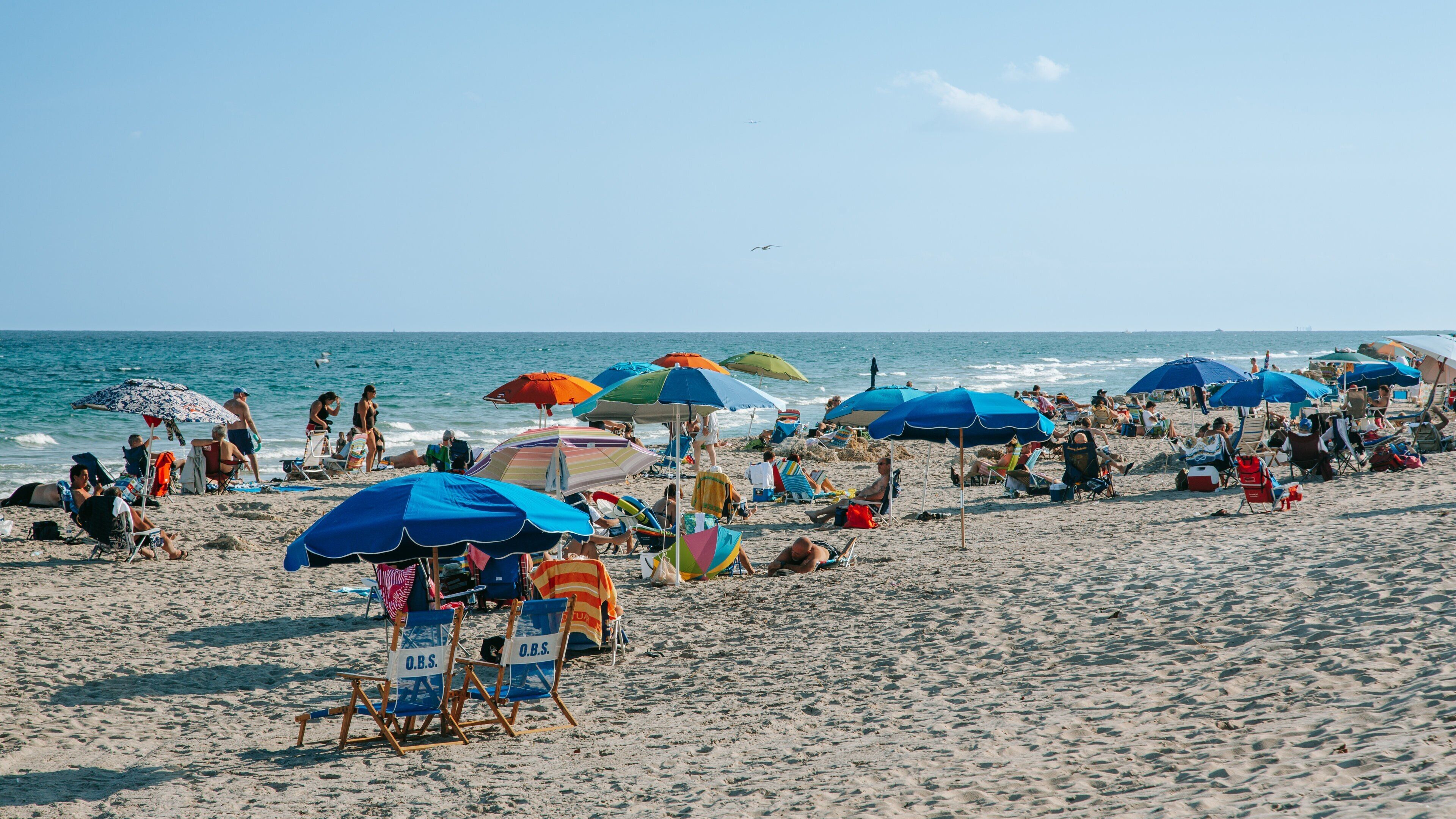 Deerfield Beach Pier showing a sandy beach and general coastal views