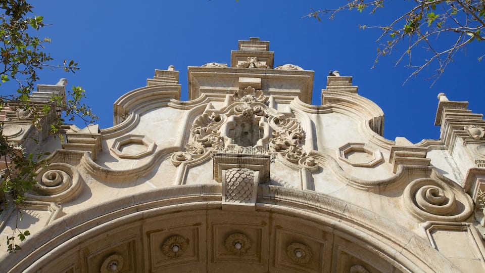 Architecture highlights the beauty of Miracle Mile in Coral Gables, Florida under clear blue skies