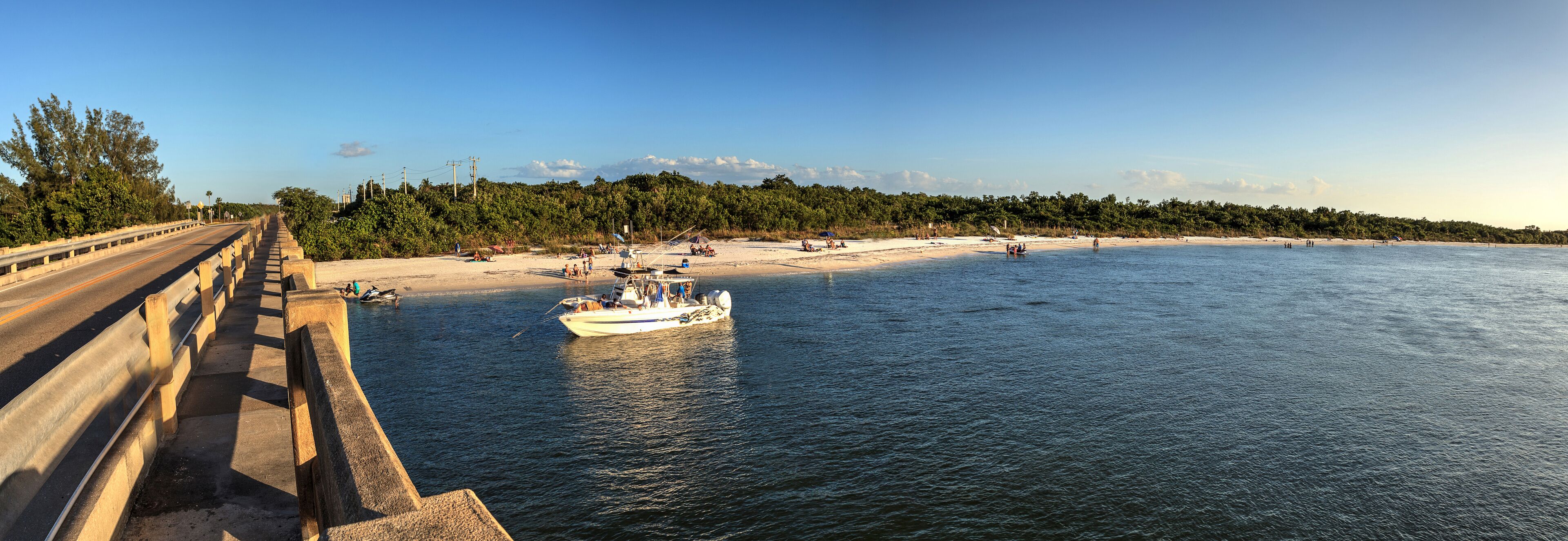 Big Carlos Pass bridge stretches across the water of Estero Bay in Bonita Springs