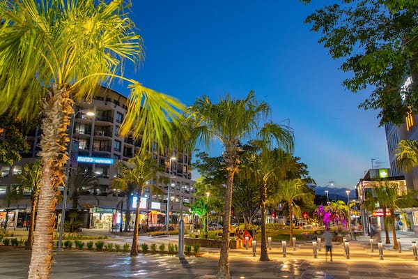 Cairns Esplanade which includes night scenes