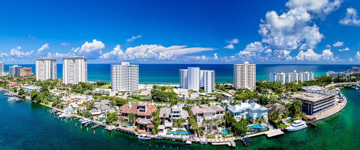 City with condominium and beach in Boca Raton, Florida