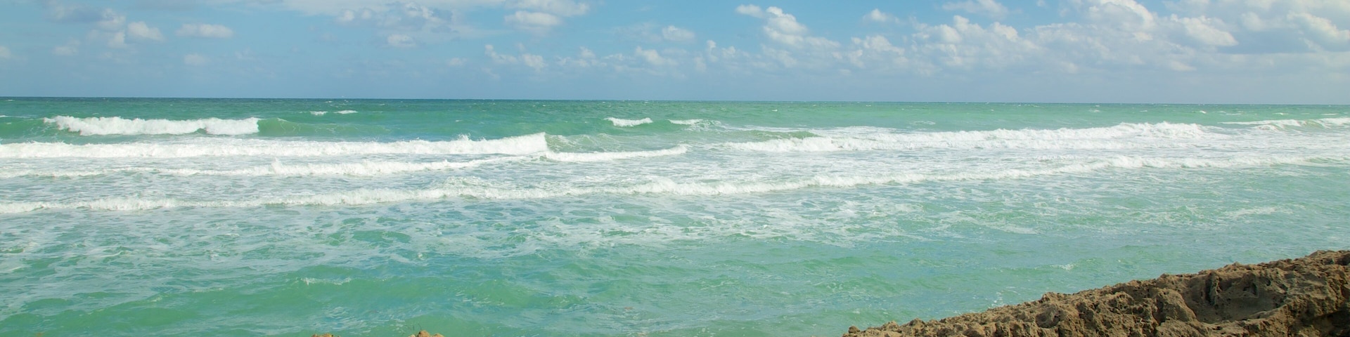 Jupiter Beach which includes a beach, a pebble beach and tropical scenes