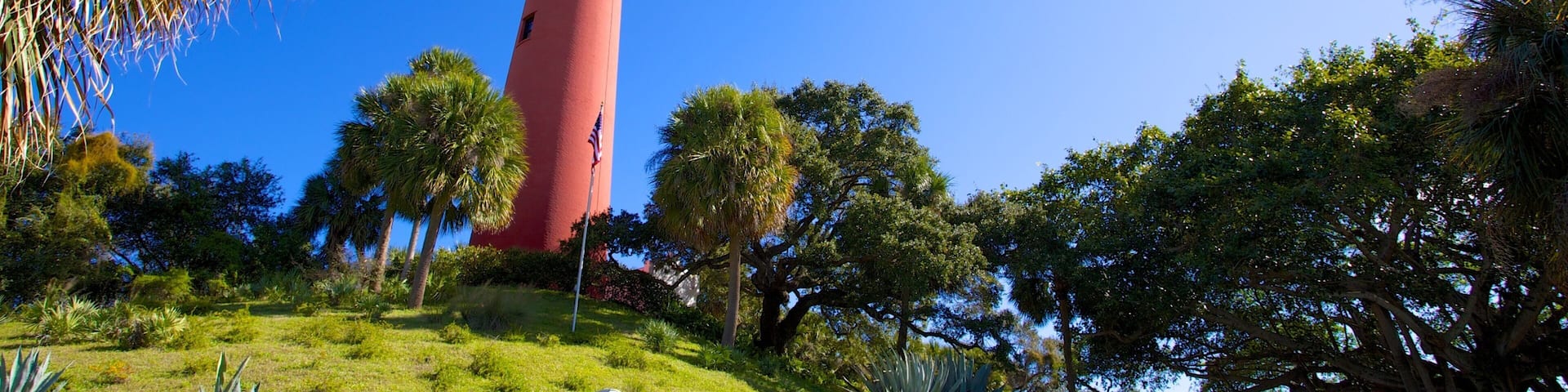 Jupiter Inlet Lighthouse showing a lighthouse and a park