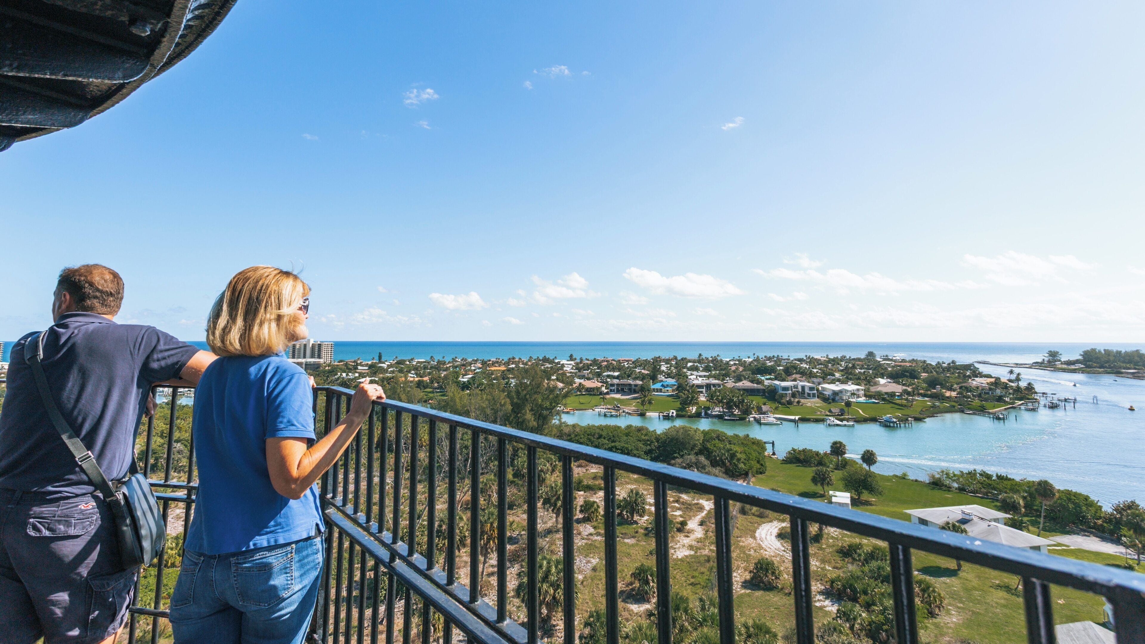 Enjoying the breathtaking view from Jupiter Inlet Lighthouse in Jupiter, Florida on a sunny day