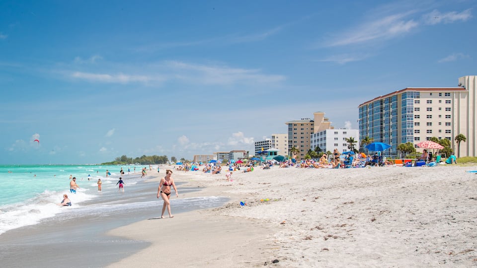 Venice Beach showing a beach, a coastal town and general coastal views