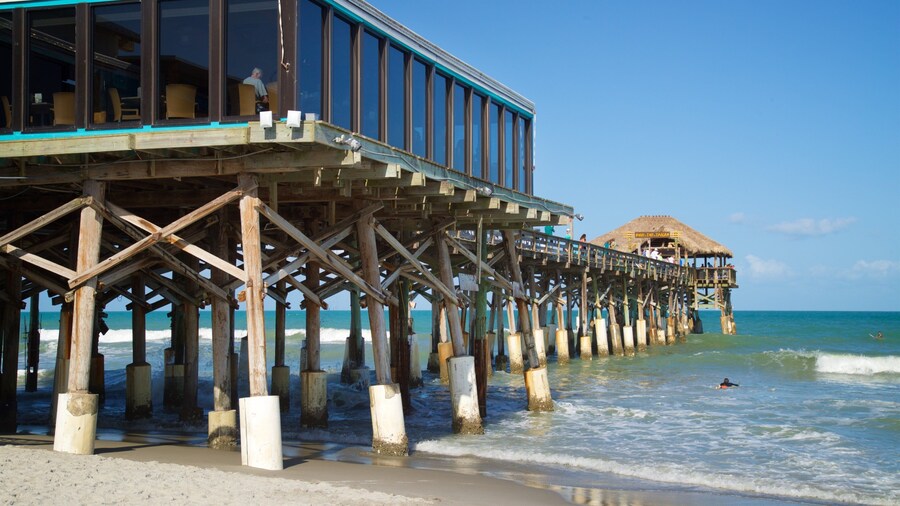 Cocoa Beach Pier which includes general coastal views and a sandy beach