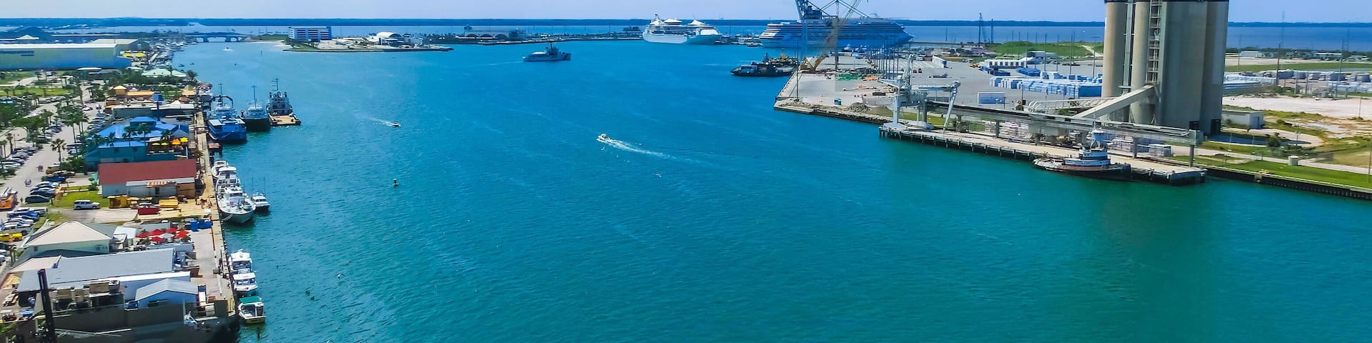 Cape Canaveral, USA. The arial view of port Canaveral from cruise ship