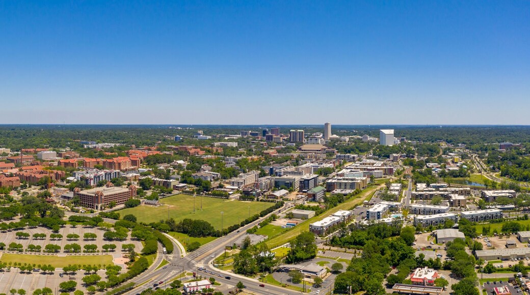 Aerial panorama Florida State University FSU and Doak Campbell Stadium