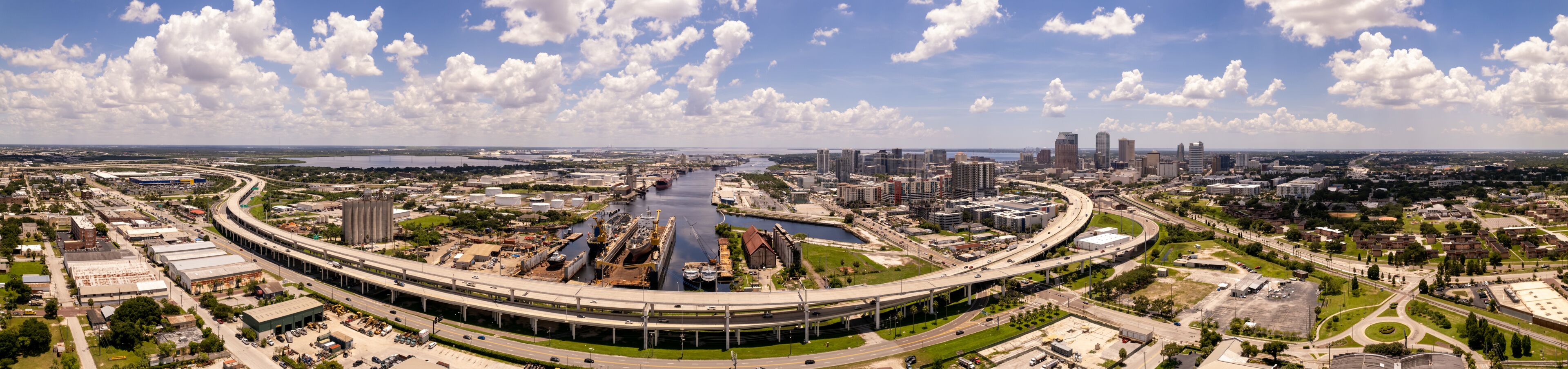 Aerial panorama Port of Tampa FL USA