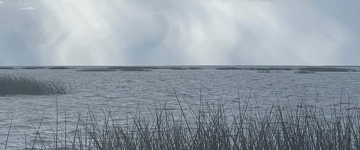 Rain shower over Lake Okeechobee.