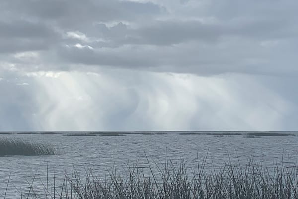 Rain shower over Lake Okeechobee.