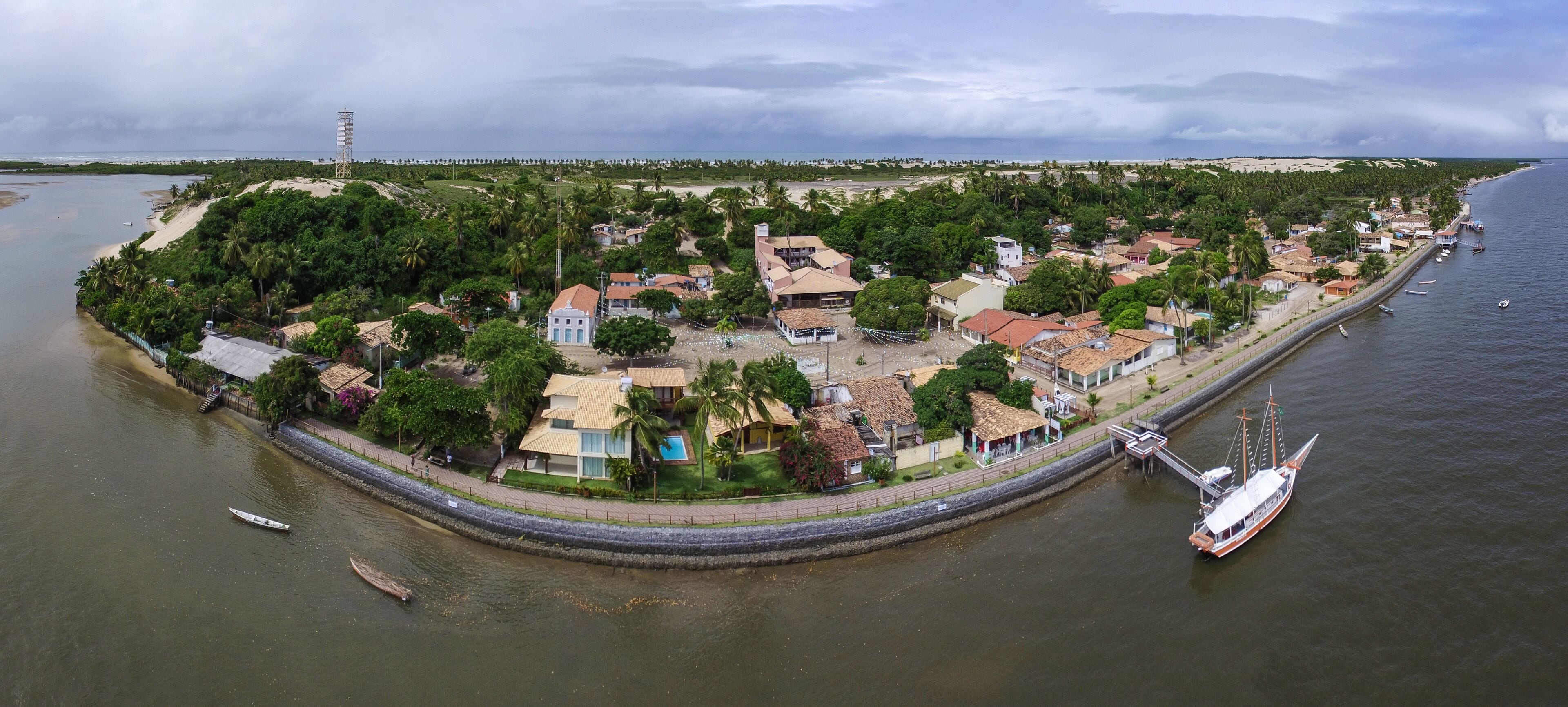 Aerial view of Mangue Seco, Jandaira, Bahia, Brazil