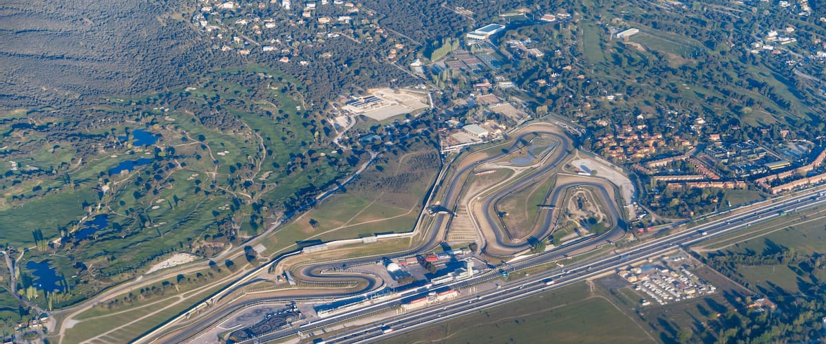 Jarama racing circuit, in madrid, Spain, seen from the window of an airplane