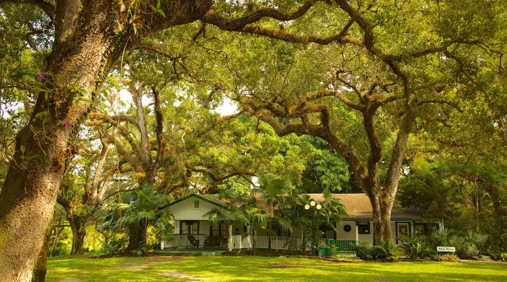 Beautiful botanical garden in Davie, Florida showcases lush greenery and historic architecture