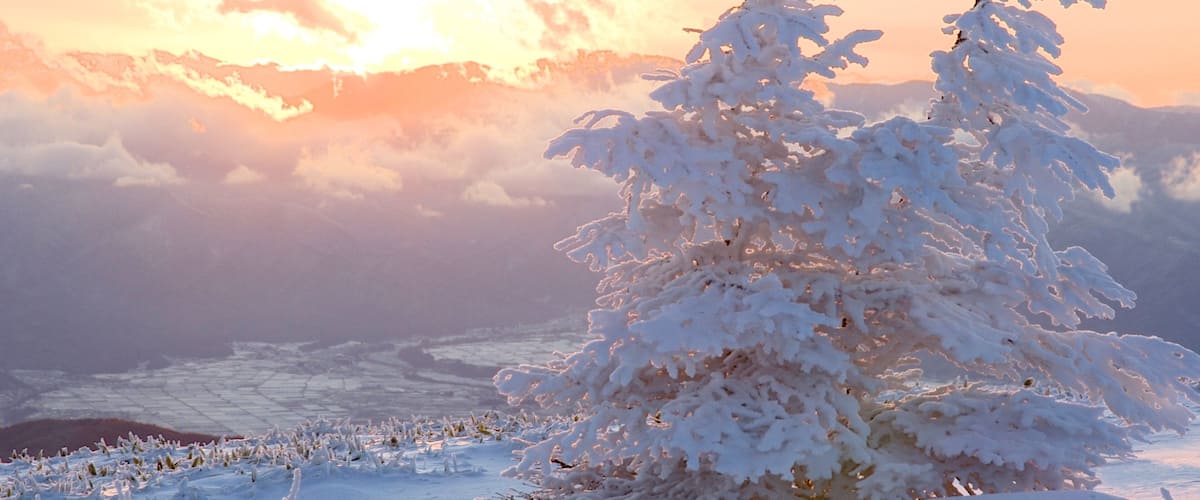 Nagano showing snow and a sunset