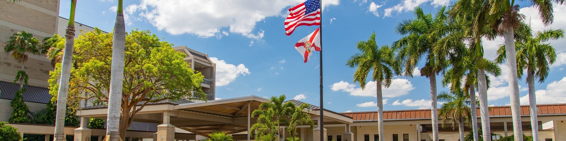 Barbara B Mann Hall which includes signage