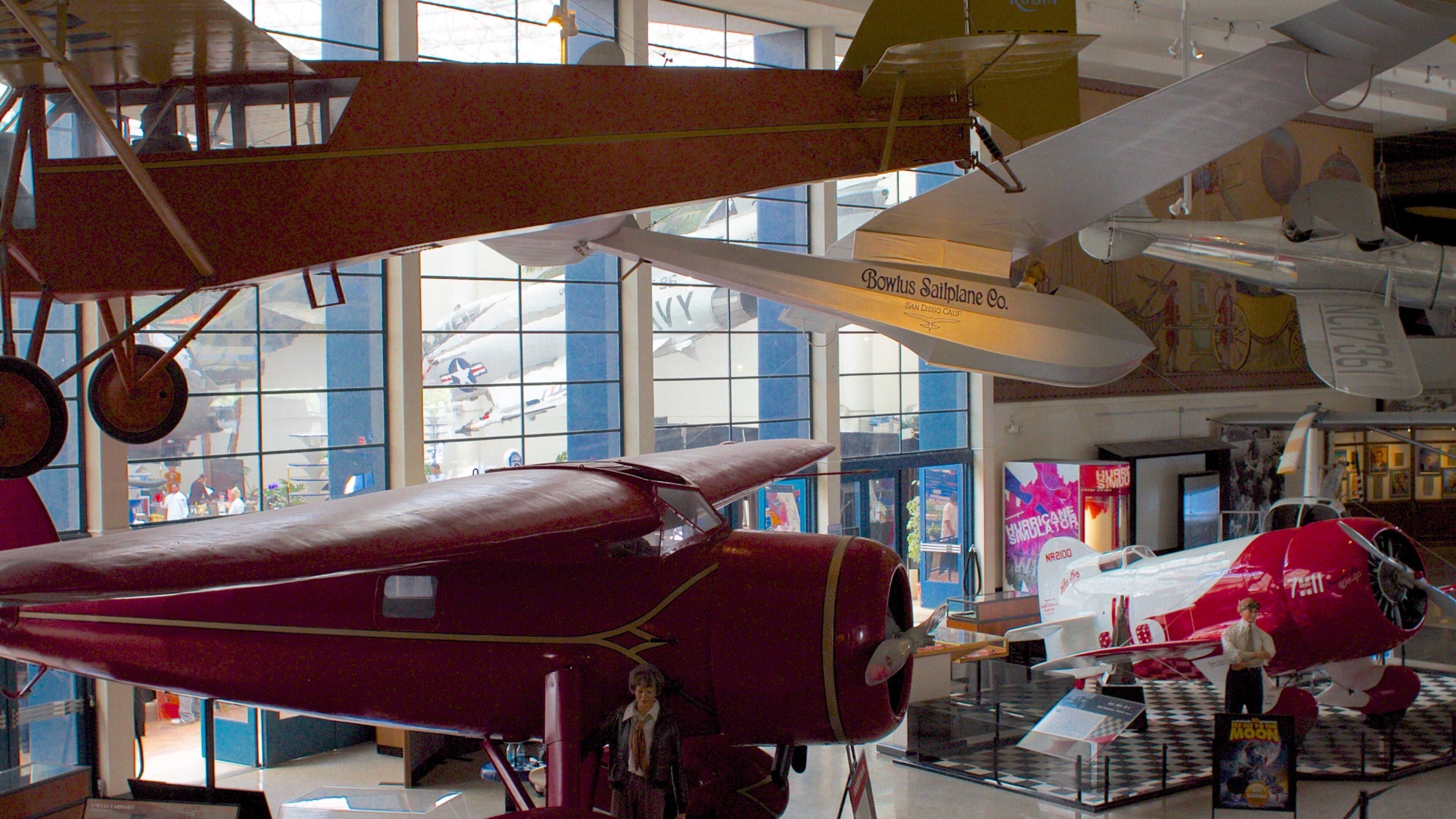 San Diego Air and Space Museum featuring a city, aircraft and interior views