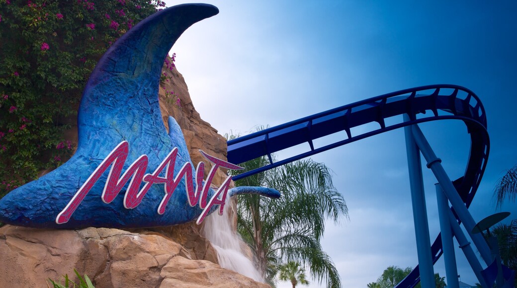 Exciting roller coaster at Aquatica in Orlando offers thrilling rides amidst lush landscapes