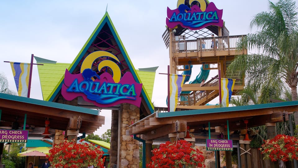Visiting Aquatica water park in Orlando, Florida, enjoying thrilling water slides and attractions