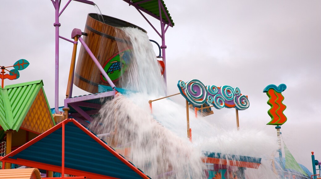 Water attractions and colorful play structures at Aquatica in Orlando, Florida for family fun